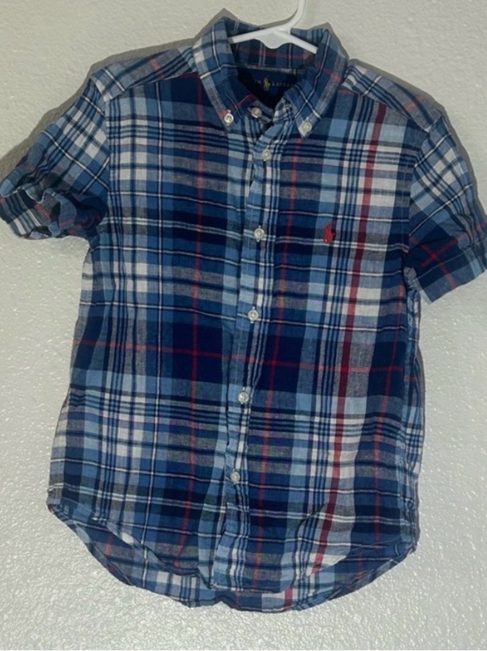 Boys Ralph Lauren Blue and Red Plaid Button-Down Shirt